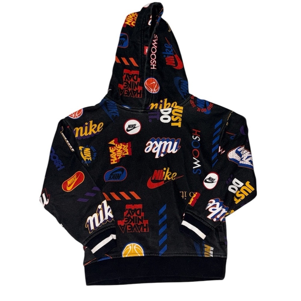 172. Nike Limited Vintage Sport Black Kids' Hoodie with Multicolor Logo Graphics